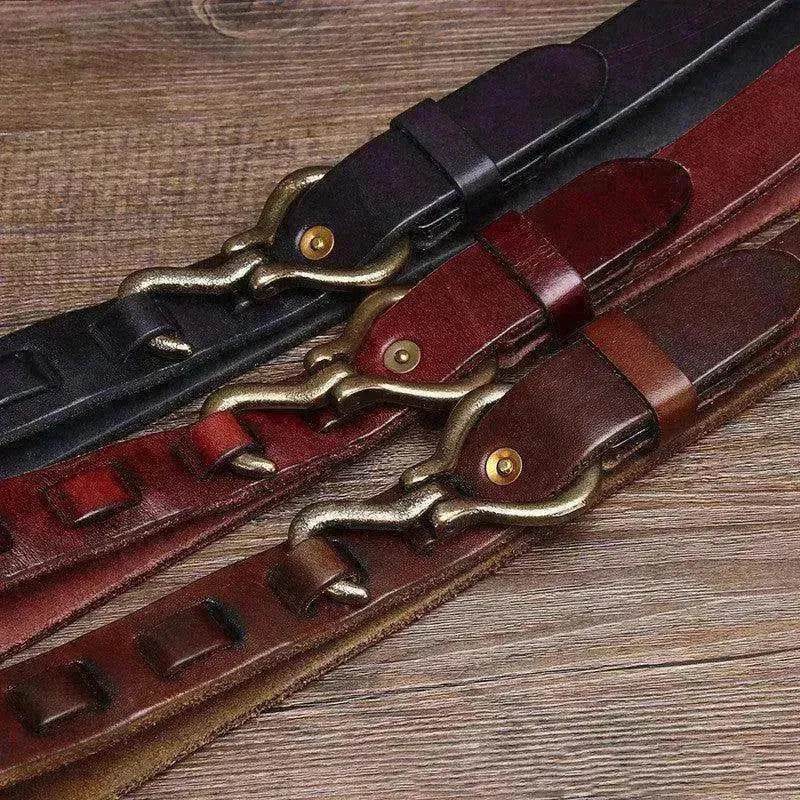 Men's Retro Thick Vegetable Tanned Cowhide Leather Belt - EX-STOCK Canada