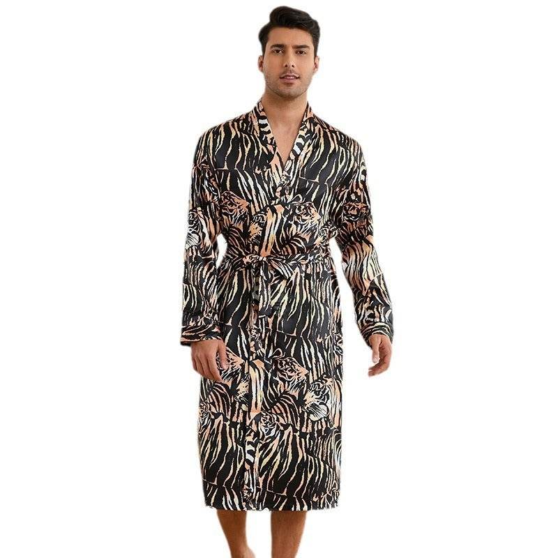 Men's Robes Fashion Ice Silk Bathrobe Homewear Set Pajamas EX-STOCK CANADA