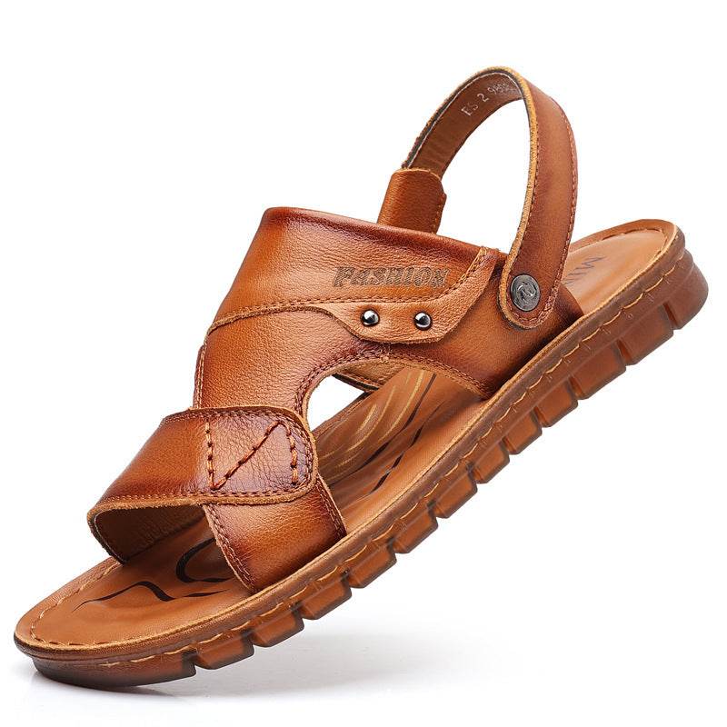 Men's Sandals Beach Shoes Top Layer Cattlehide Leather Fashion EX-STOCK CANADA