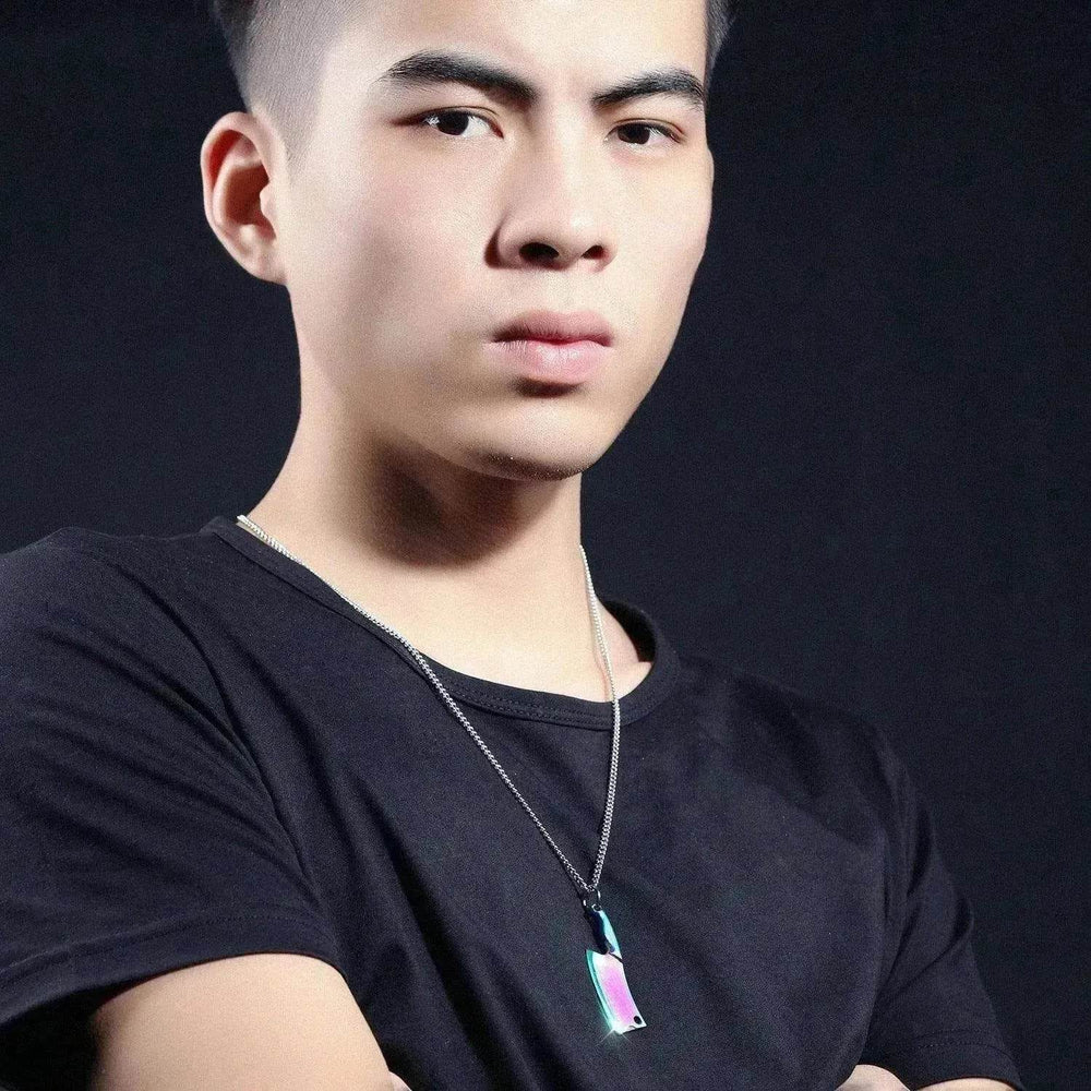 Men's Stainless Steel Necklace, Colorful Glare Classic Pendant - EX-STOCK Canada