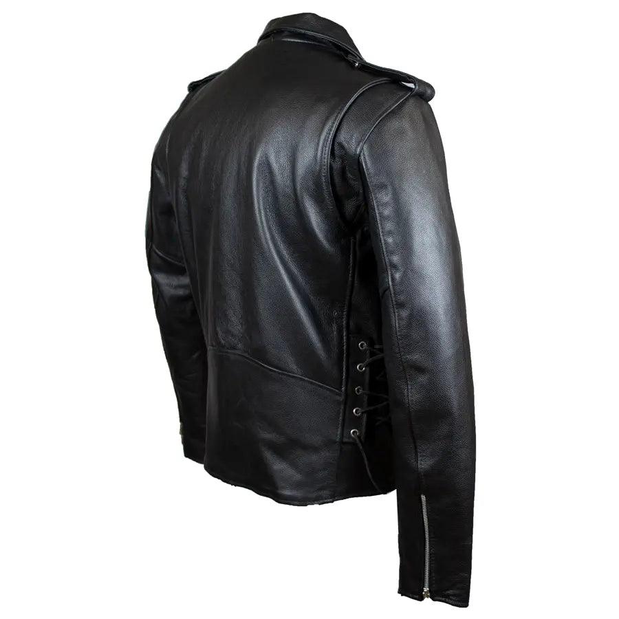 Veste de moto en cuir classique pour hommes, taille grande, avec lacets latérauxEX-STOCK Canada