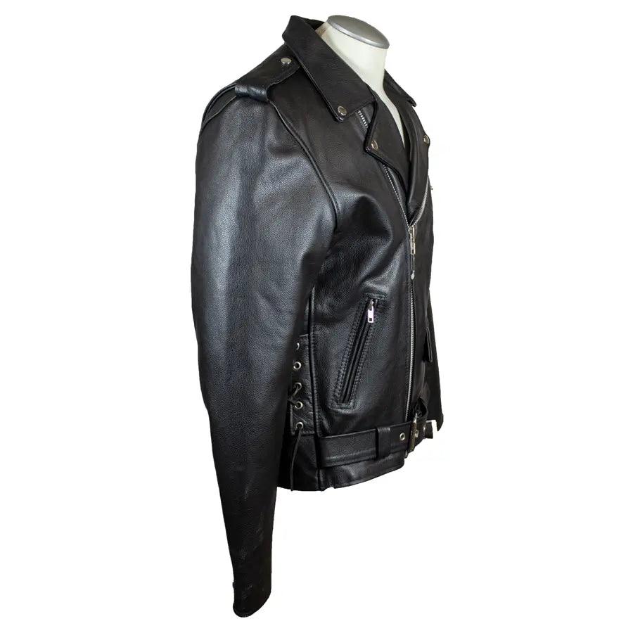 Veste de moto en cuir classique pour hommes, taille grande, avec lacets latérauxEX-STOCK Canada