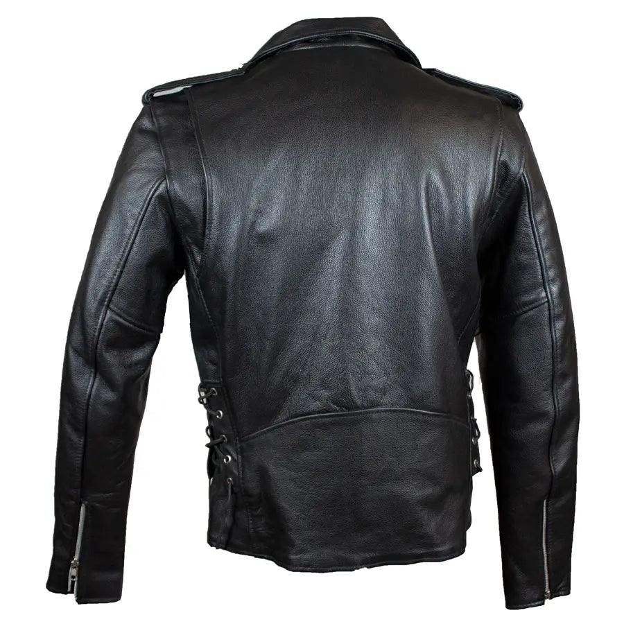Veste de moto en cuir classique pour hommes, taille grande, avec lacets latérauxEX-STOCK Canada