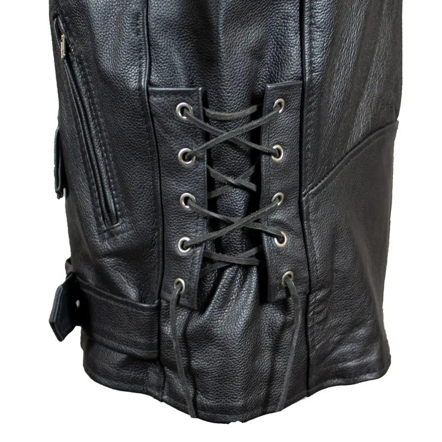 Veste de moto en cuir classique pour hommes, taille grande, avec lacets latérauxEX-STOCK Canada