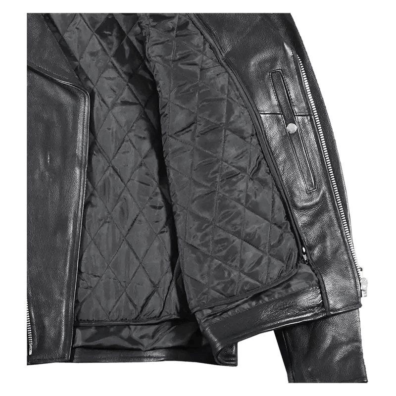 Veste de moto en cuir classique pour hommes, taille grande, avec lacets latérauxEX-STOCK Canada