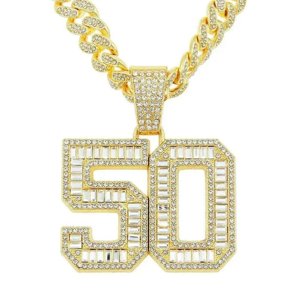 Collier pendentif pour homme en diamant complet, numéro 50 - EX-STOCK Canada