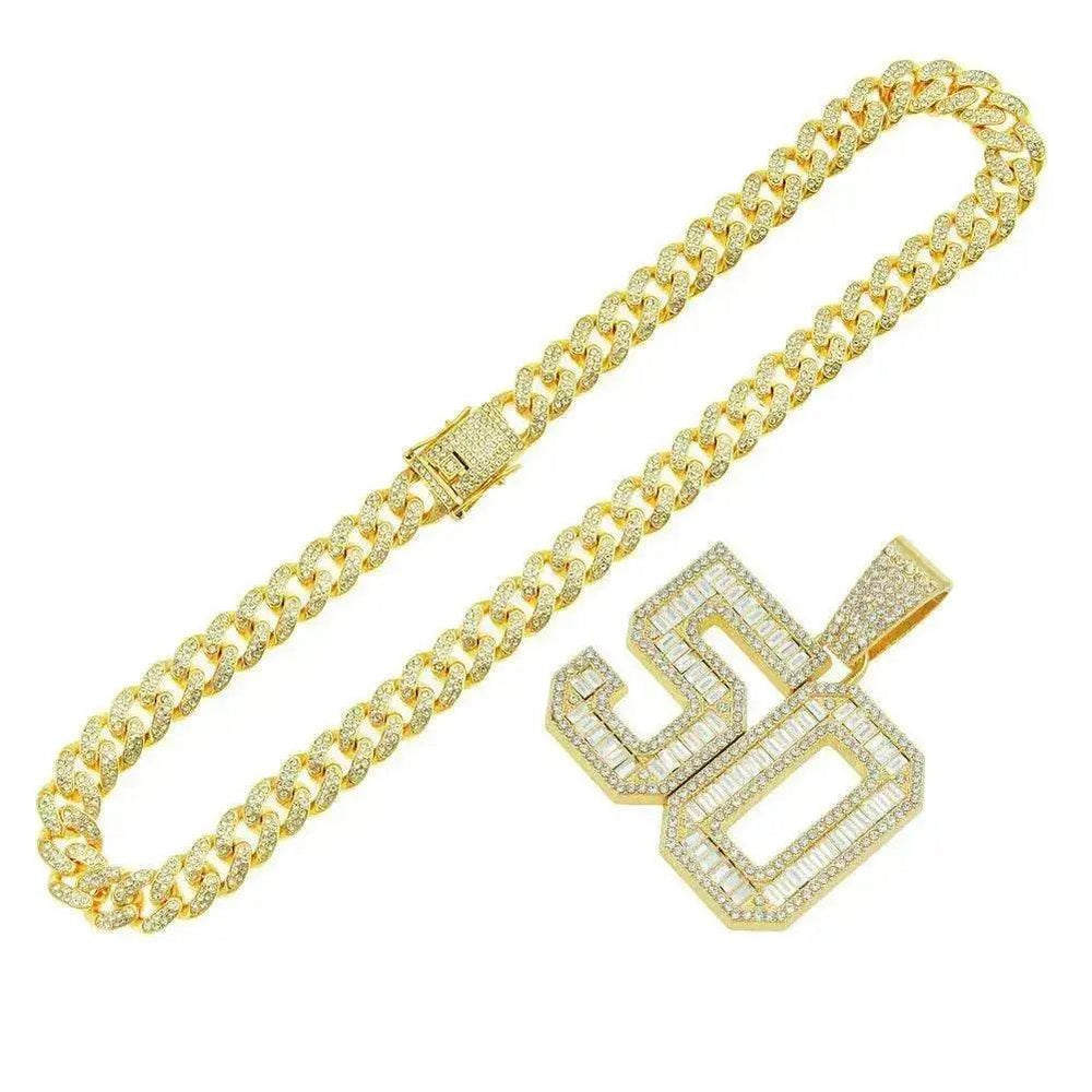 Collier pendentif pour homme en diamant complet, numéro 50 - EX-STOCK Canada