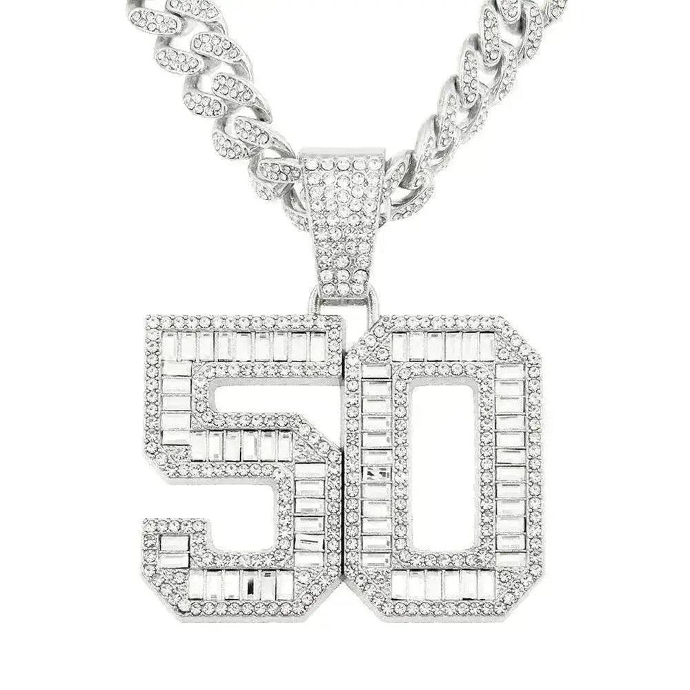 Collier pendentif pour homme en diamant complet, numéro 50 - EX-STOCK Canada