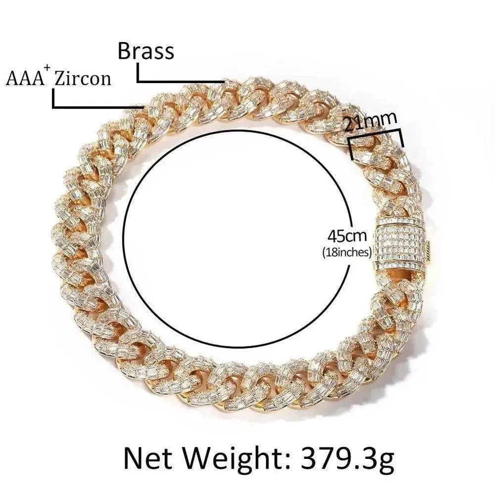 Bracelet et collier cubain en zirconium carré personnalisé pour homme - EX-STOCK Canada