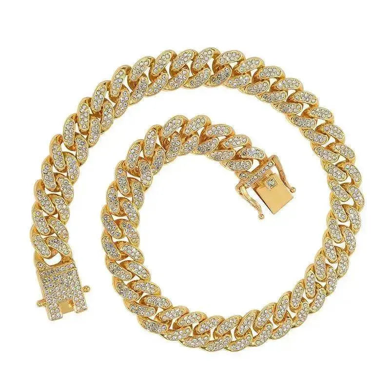 Collier Cuba simple pour hommes en diamant complet - EX-STOCK Canada