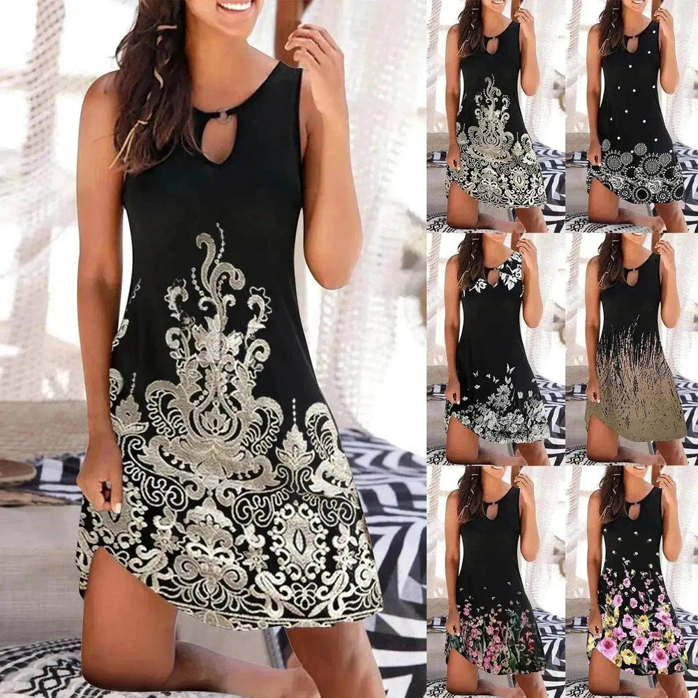 Jupe mi-longue pour femmes Combinaison sans manches à motifs de mode - EX-STOCK Canada