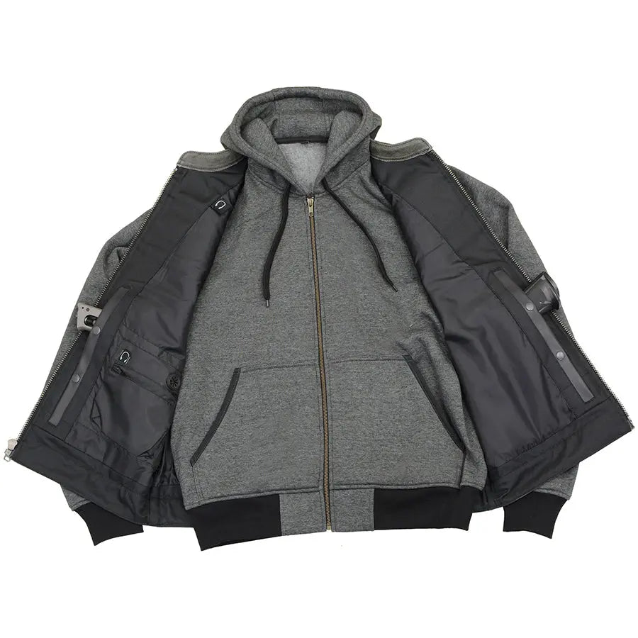 صدرية جلدية سوداء للرجال من ميلووكي مع جماجم عاكسة وبطانة هودى كاملةEX-STOCK Canada