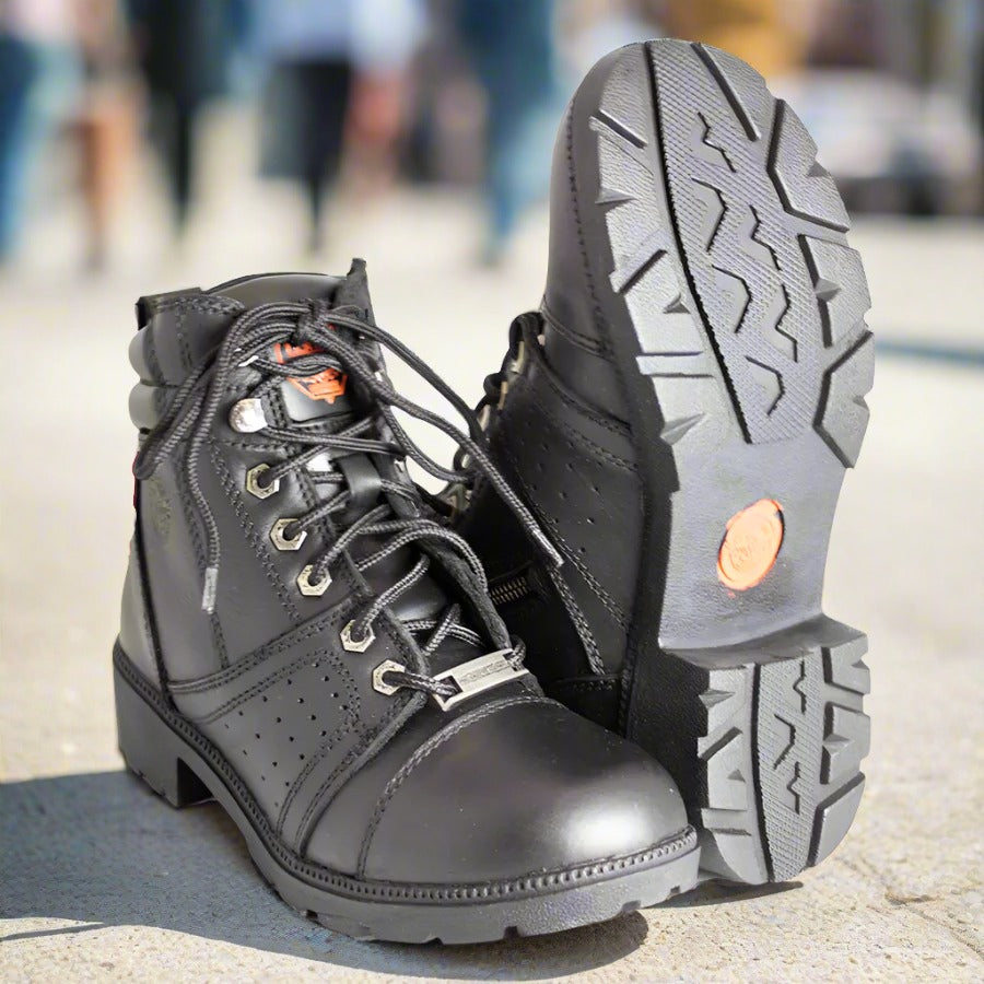 Milwaukee Leather Damen-Motorradstiefel mit seitlichem Reißverschluss und SchnürungEX-STOCK Canada