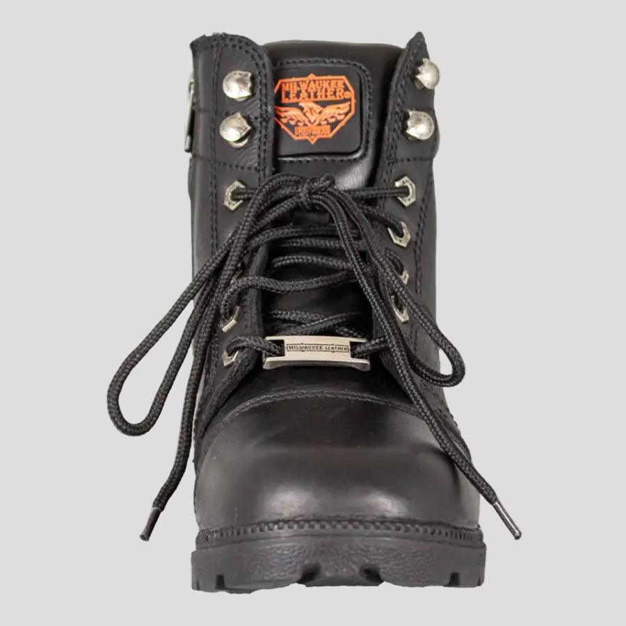 Bottes de moto pour femmes Milwaukee Leather avec fermeture éclair latérale et lacets