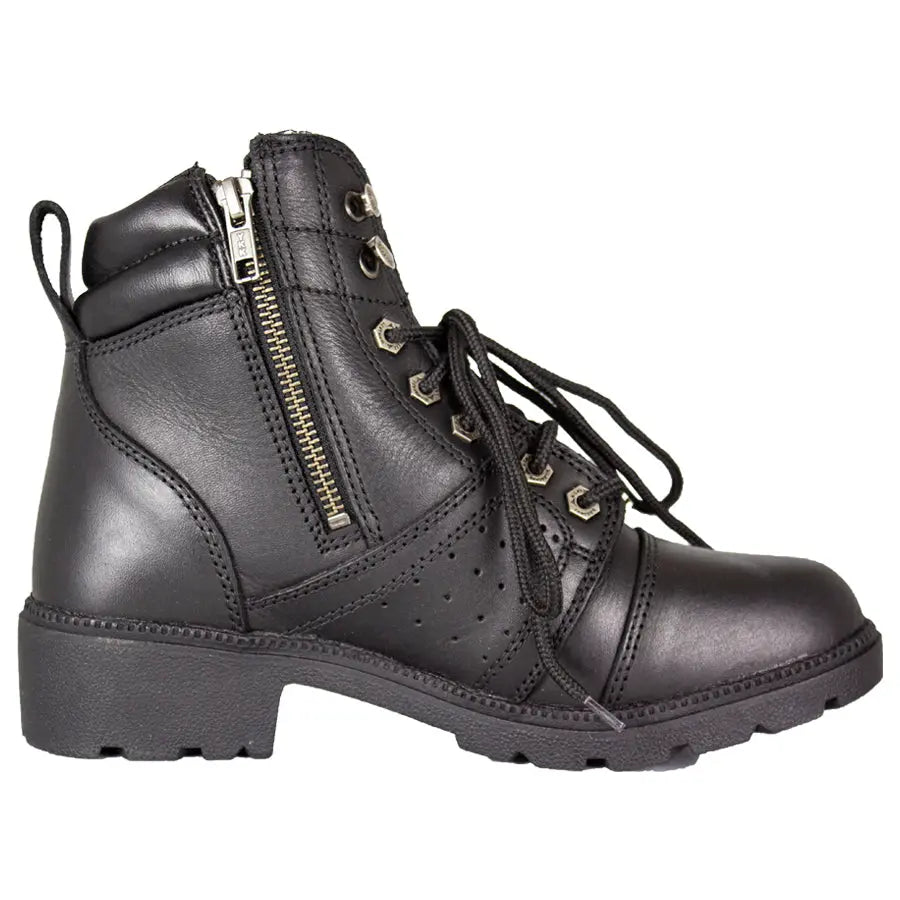 Milwaukee Leather Damen-Motorradstiefel mit seitlichem Reißverschluss und SchnürungEX-STOCK Canada