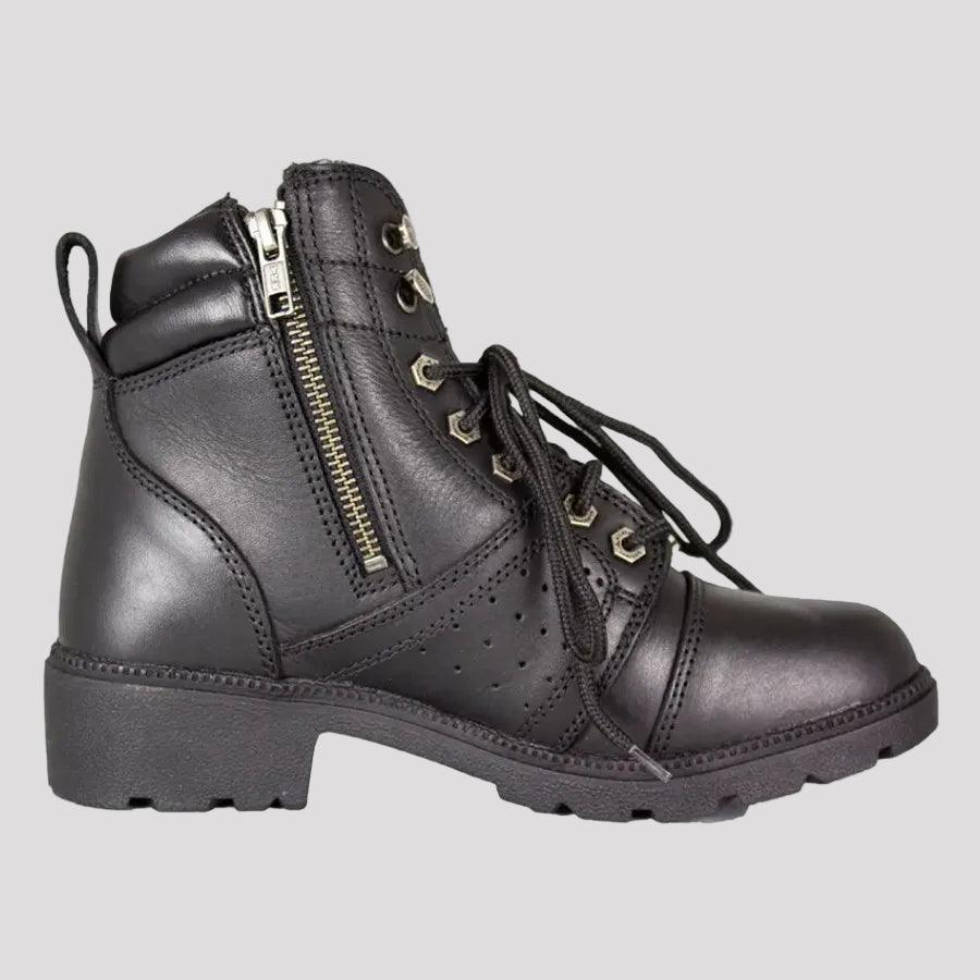 Bottes de moto pour femmes Milwaukee Leather avec fermeture éclair latérale et lacets