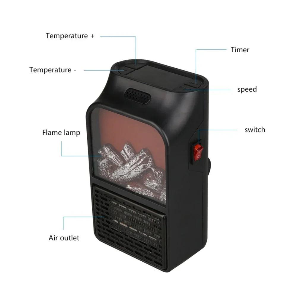 Mini Electric Fireplace Heater Electric Heater with Log Flame Effect Warm Air Heater Fanr 220V 50Hz EX-STOCK Canada