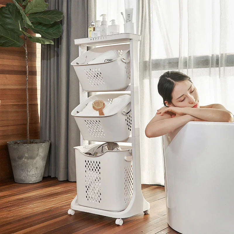 Multifunctional Laundry Basket Mobile Foldable Dirty Clothes Basket Storage Rack EX-STOCK Canada