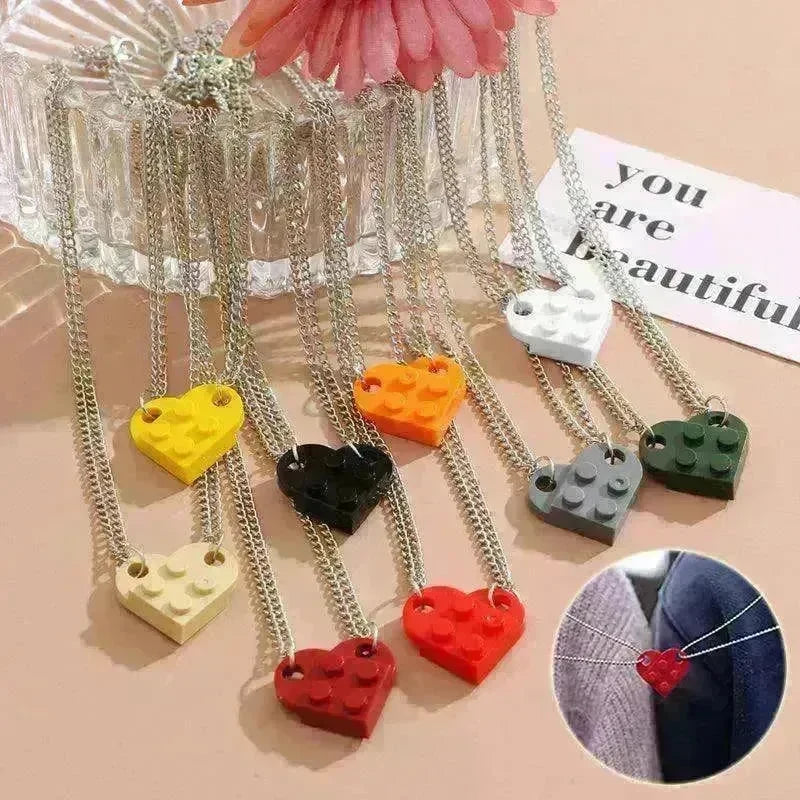 New Heart Shaped Stitching Acrylic Couple Necklace - EX-STOCK CANADA
