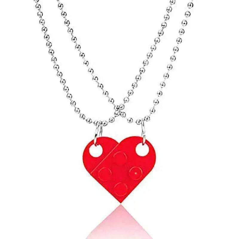 New Heart Shaped Stitching Acrylic Couple Necklace - EX-STOCK Canada