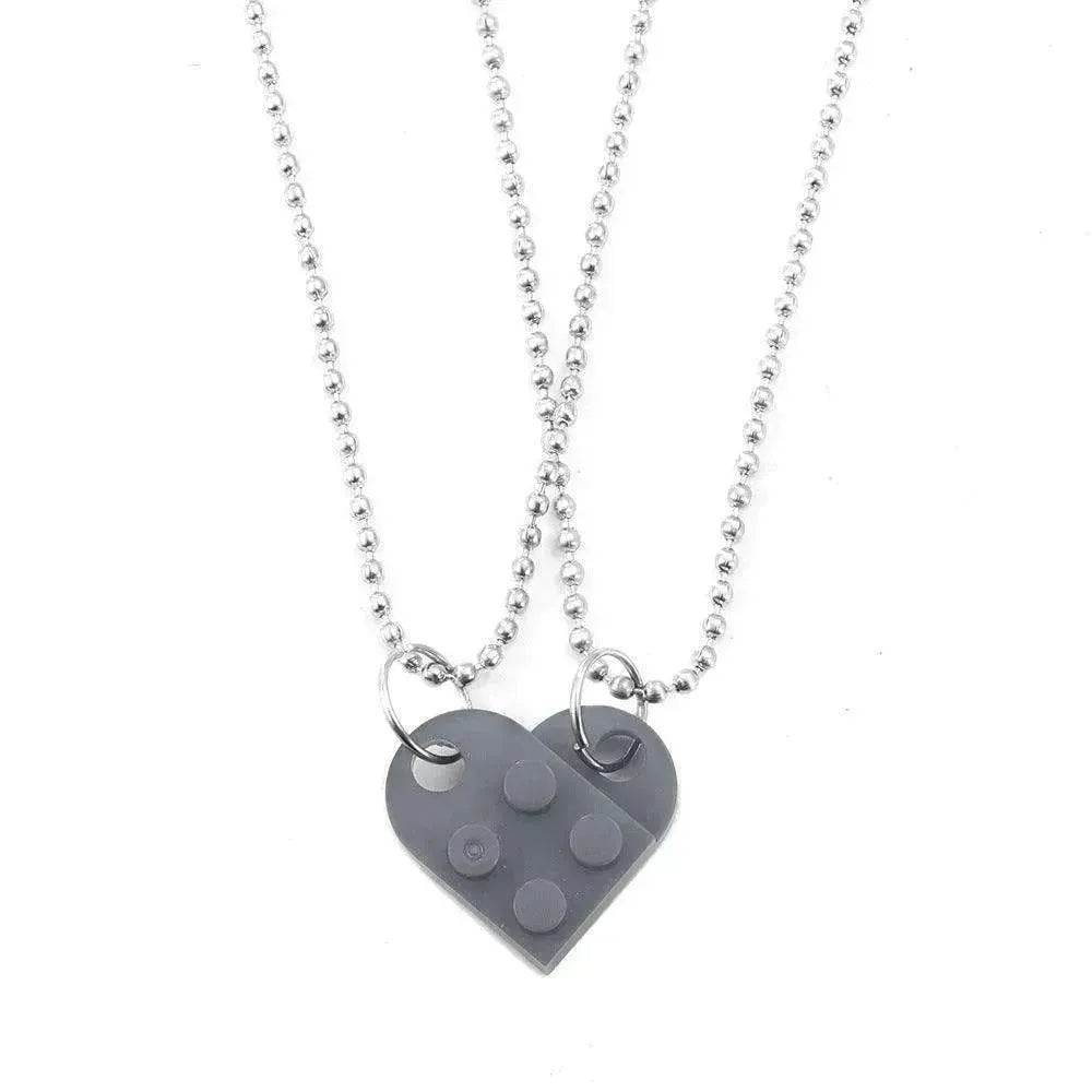 New Heart Shaped Stitching Acrylic Couple Necklace - EX-STOCK Canada