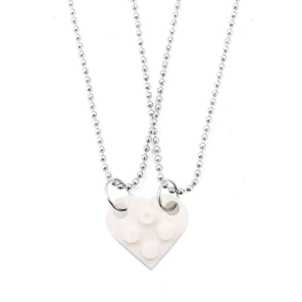 New Heart Shaped Stitching Acrylic Couple Necklace - EX-STOCK Canada