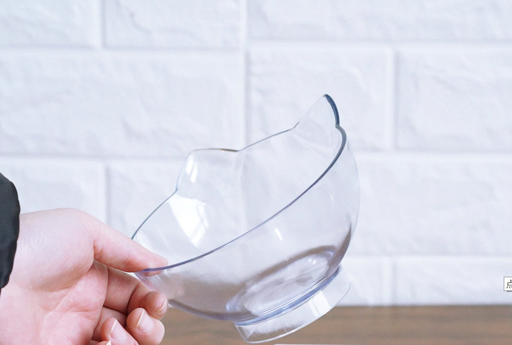 Nouveau bol pour animaux incliné en forme d'oreille de chat avec bouche oblique transparenteEX-STOCK Canada