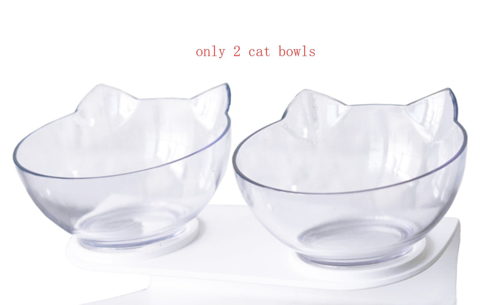 Nouveau bol pour animaux incliné en forme d'oreille de chat avec bouche oblique transparenteEX-STOCK Canada