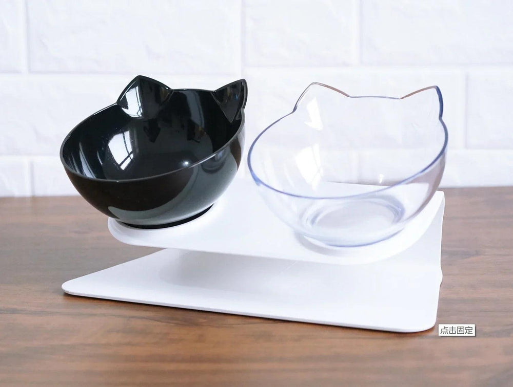 Nouveau bol pour animaux incliné en forme d'oreille de chat avec bouche oblique transparenteEX-STOCK Canada
