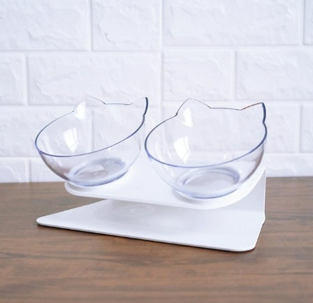 New Inclined Food Cat Ear Oblique Mouth Transparent Single Pet Bowl EX-STOCK Canada