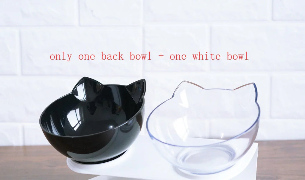 New Inclined Food Cat Ear Oblique Mouth Transparent Single Pet Bowl EX-STOCK Canada