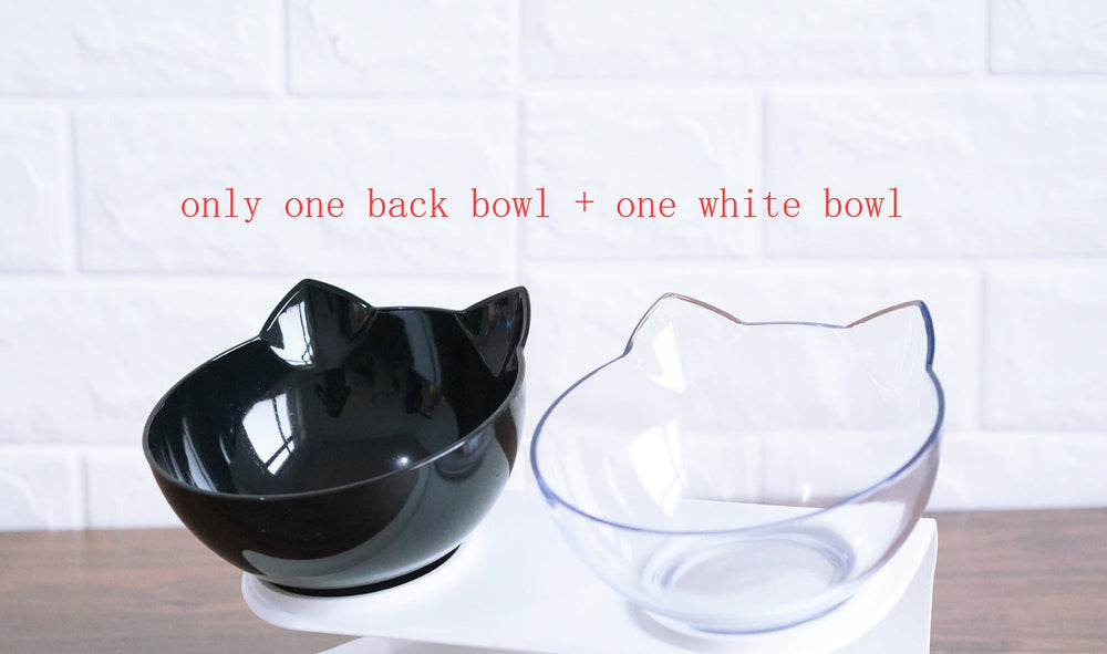 New Inclined Food Cat Ear Oblique Mouth Transparent Single Pet Bowl EX-STOCK Canada