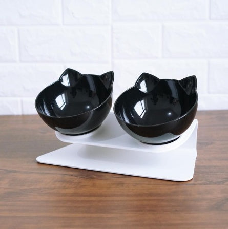 Nouveau bol pour animaux incliné en forme d'oreille de chat avec bouche oblique transparenteEX-STOCK Canada