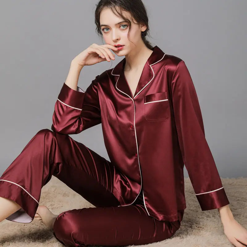 New Spring And Autumn Silk Couple Pajamas For Women - EX-STOCK Canada