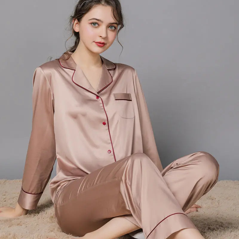 New Spring And Autumn Silk Couple Pajamas For Women - EX-STOCK Canada