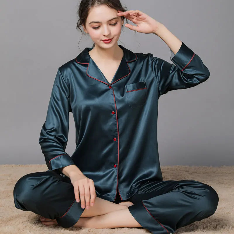 New Spring And Autumn Silk Couple Pajamas For Women - EX-STOCK Canada