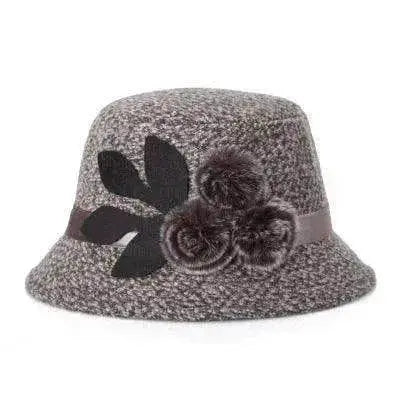 New women's woolen French plain weave flowers basin hat - EX-STOCK Canada