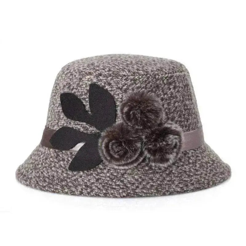 New women's woolen French plain weave flowers basin hat - EX-STOCK Canada