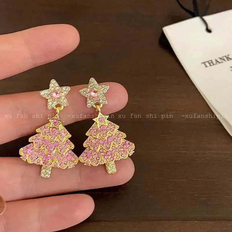 Micro-inlaid Christmas Tree Earrings Female Design Fashion - EX-STOCK Canada