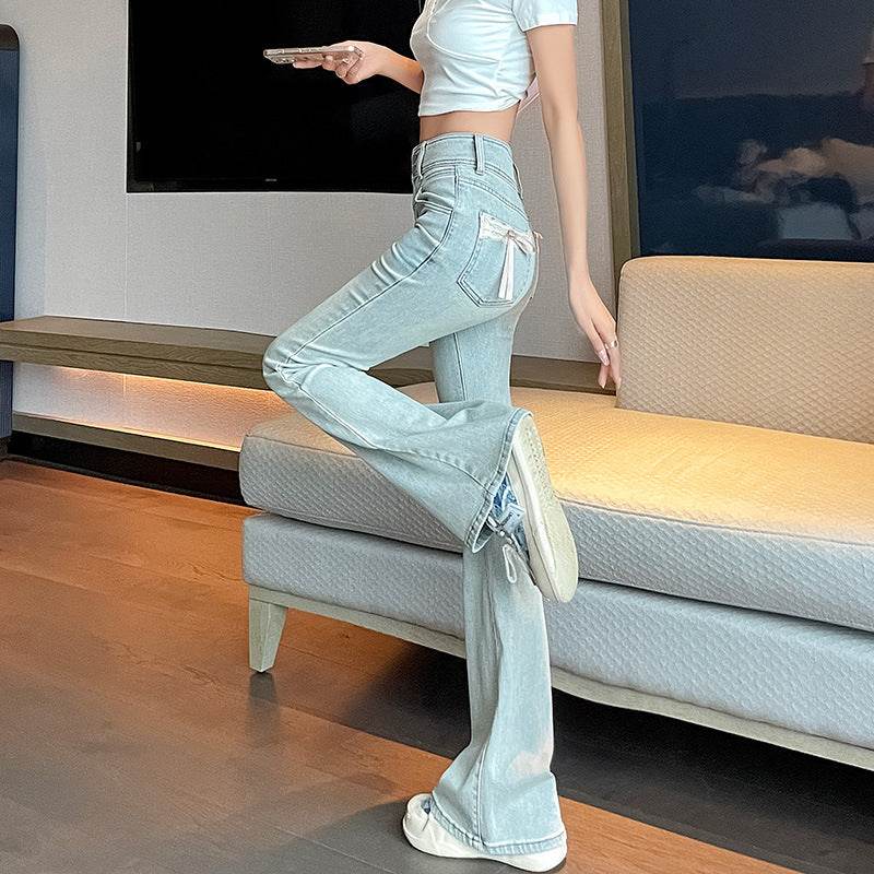 High Waist Light Blue Bootcut Jean pant women Flared Denim Pant - EX-STOCK Canada