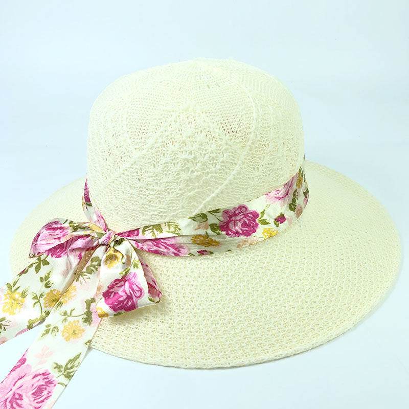 Summer Women's Wide Brim Bowknot All-Match woven Sun Hat - EX-STOCK Canada