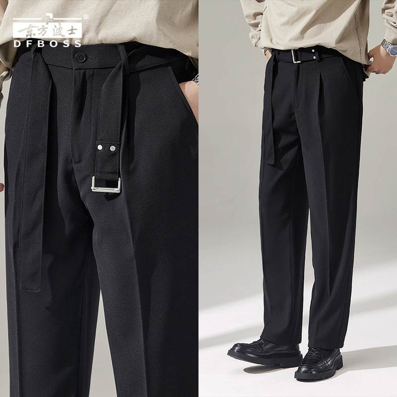 Detachable Belt Draping Wide-leg Suit Chinos Trouser For Men - EX-STOCK Canada