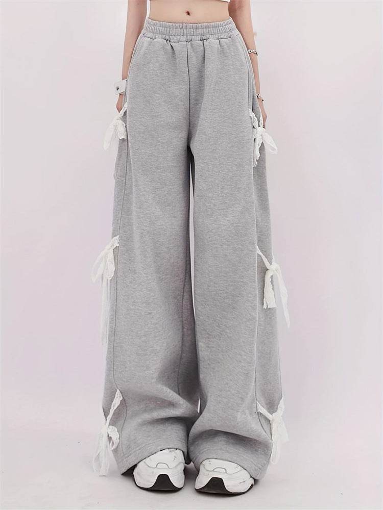 Fashion Bow lace up Oversized Baggy Sweat Pant women - EX-STOCK Canada
