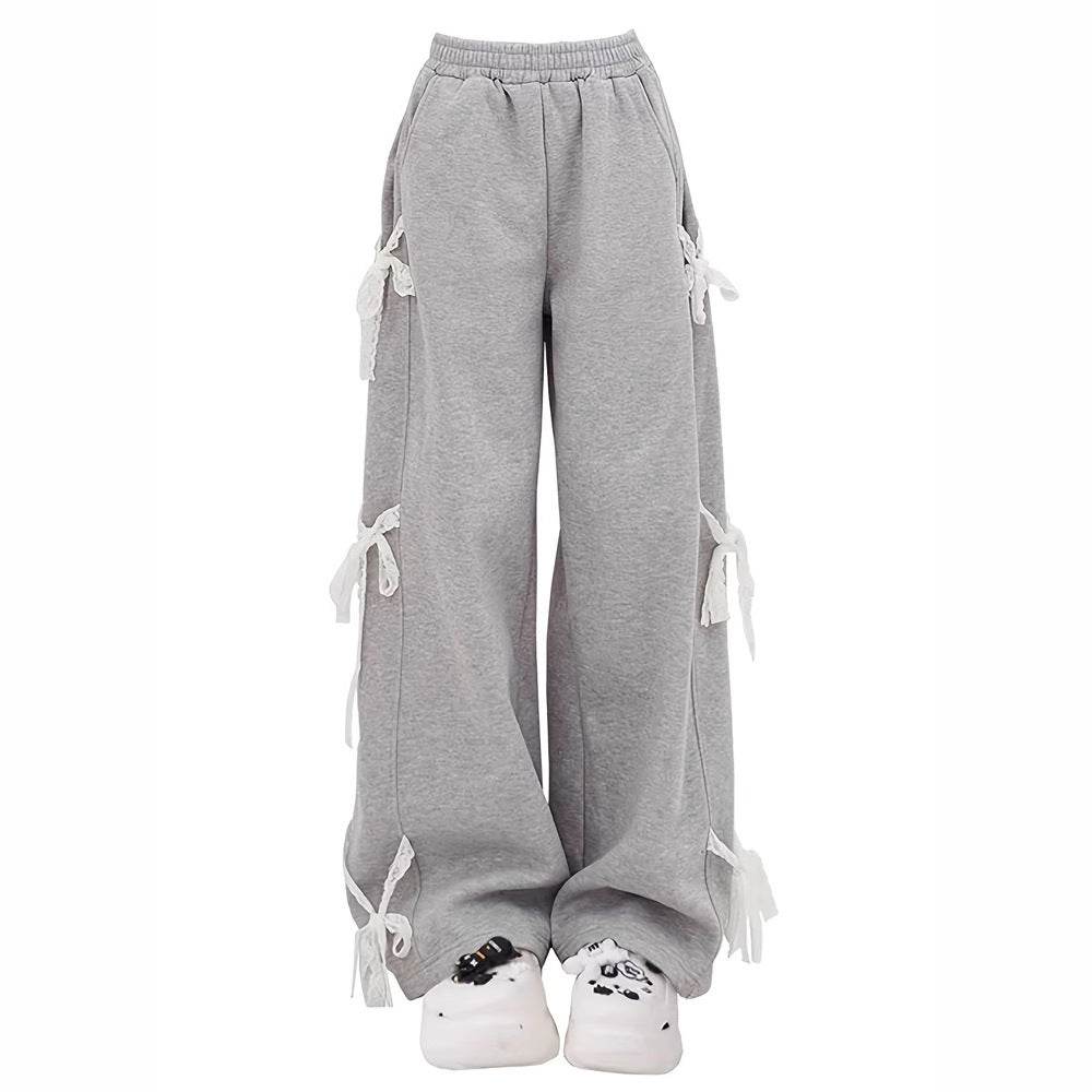 Fashion Bow lace up Oversized Baggy Sweat Pant women - EX-STOCK Canada