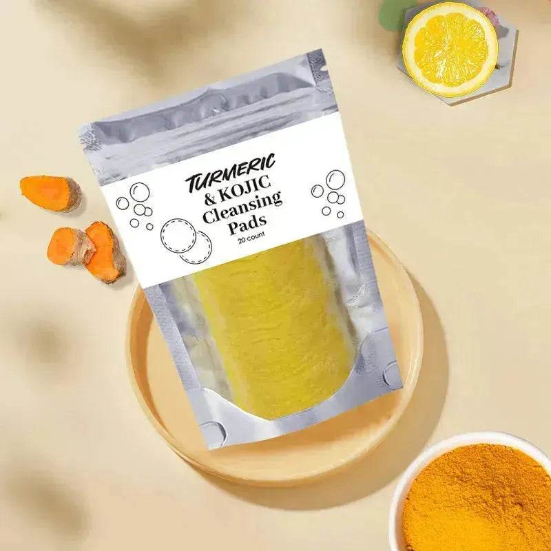 Turmeric and Kojic Exfoliating Cleansing Pads Compressed Facial Sponges Skin Exfoliator For Face Clogged Pores Excess Oil Cleansing - EX-STOCK Canada