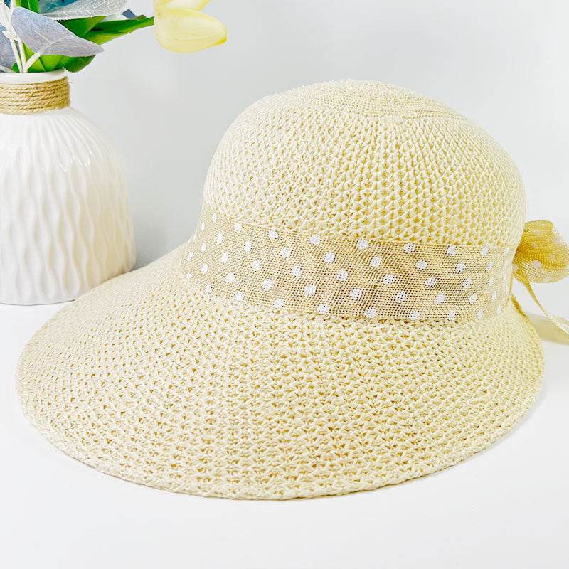Summer Women's Wide Brim Bowknot All-Match woven Sun Hat - EX-STOCK Canada