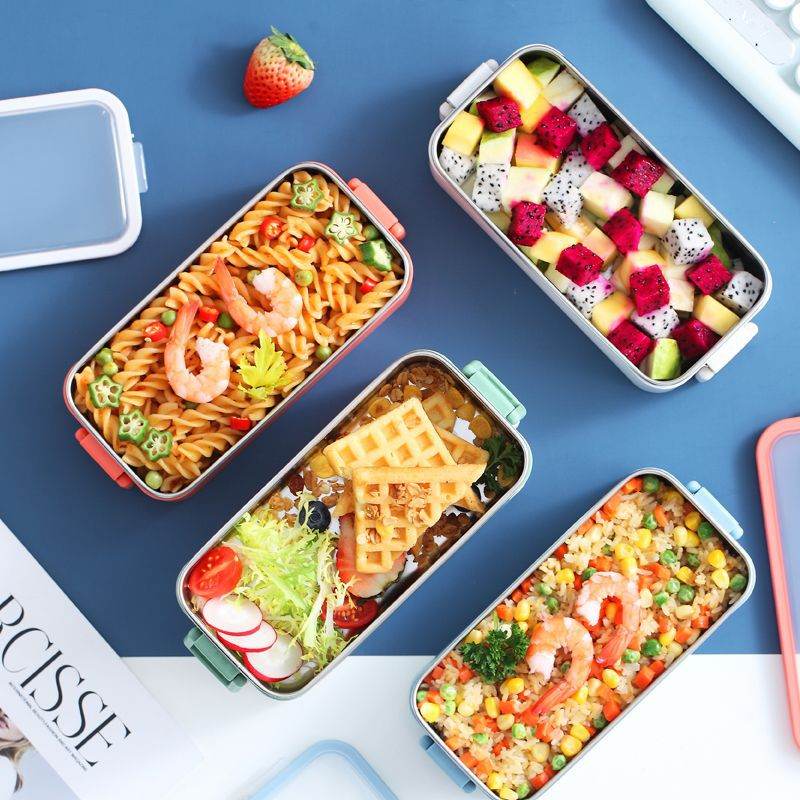 Portable Stainless Steel Double Layer Kids Lunch Box - EX-STOCK Canada