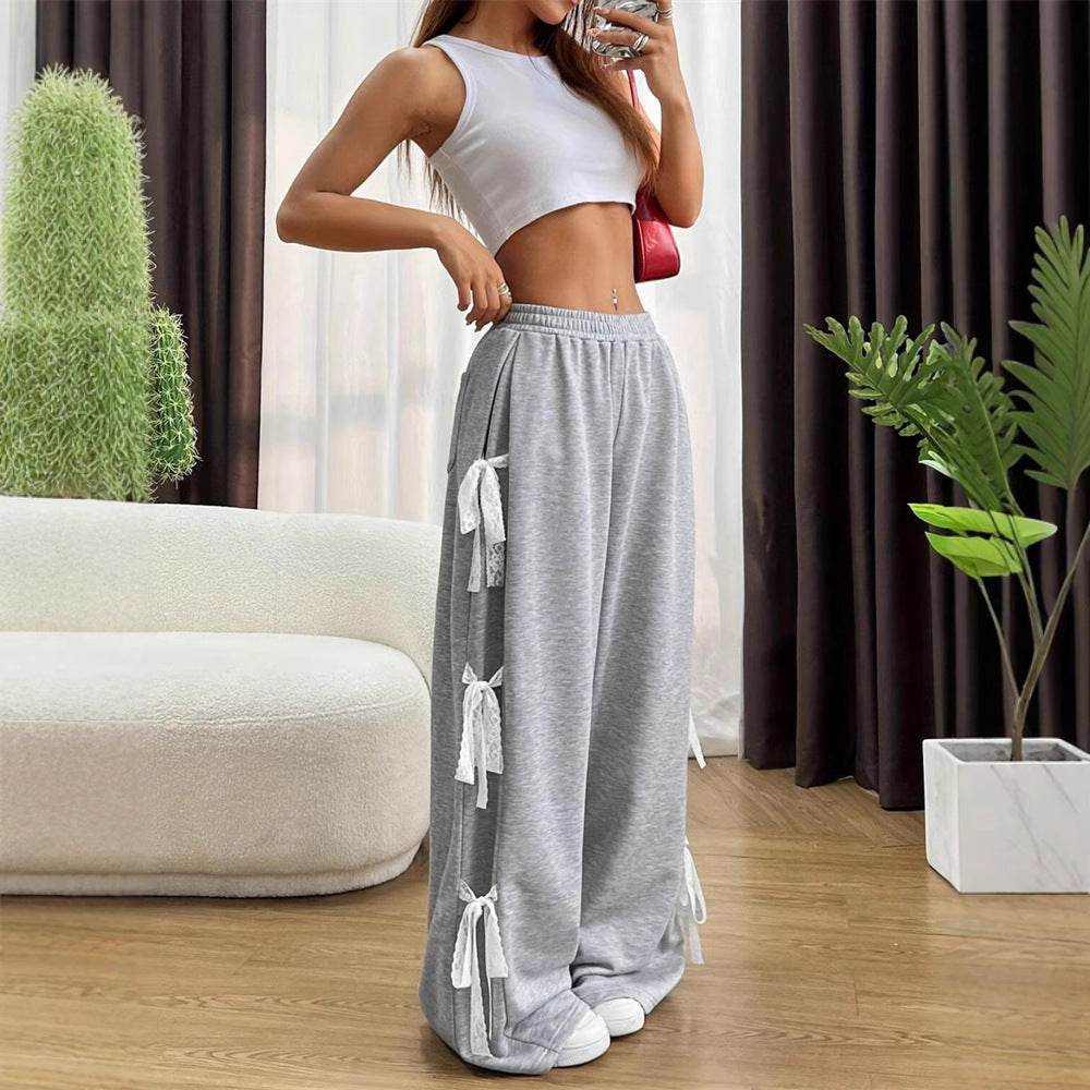 Fashion Bow lace up Oversized Baggy Sweat Pant women - EX-STOCK Canada