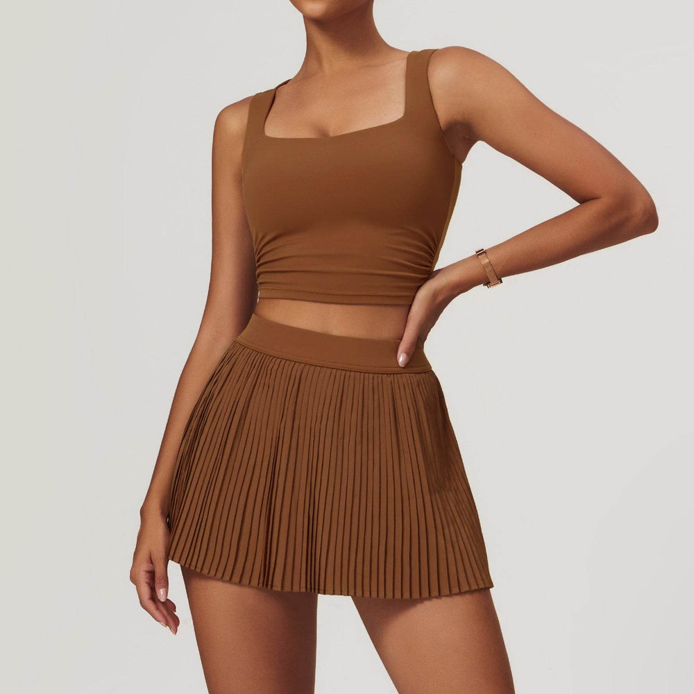 Tennis Skirt set Athletic Sports Workout Pleated Skort Outfit Women - EX-STOCK Canada