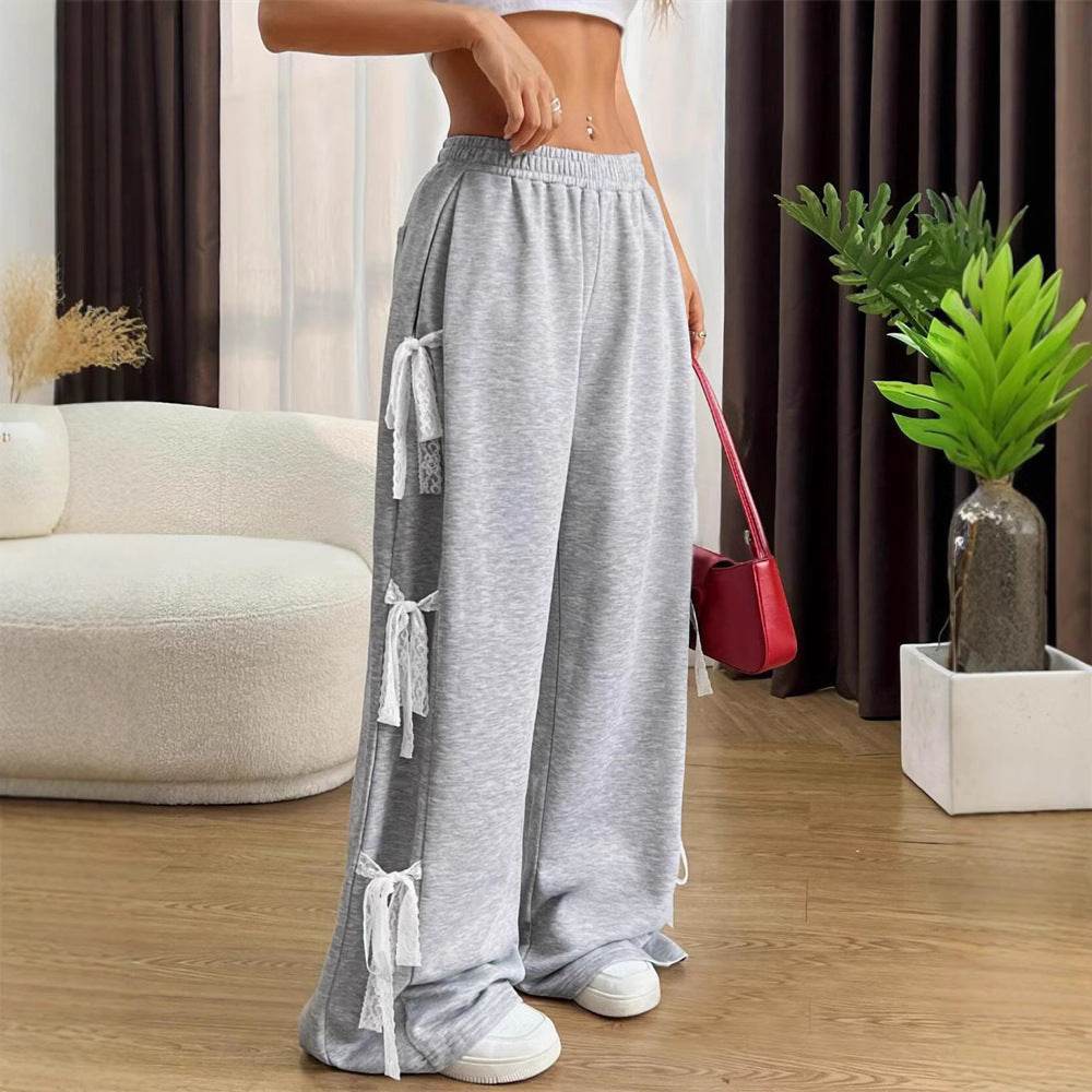 Fashion Bow lace up Oversized Baggy Sweat Pant women - EX-STOCK Canada